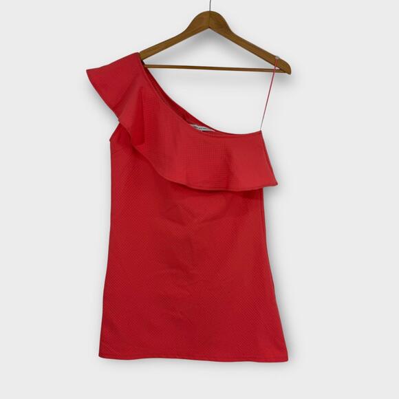 cupcakes & cashmere Dresses & Skirts - Cupcakes and Cashmere Women’s Size XS Coral One Shoulder Ruffle Mini Dress